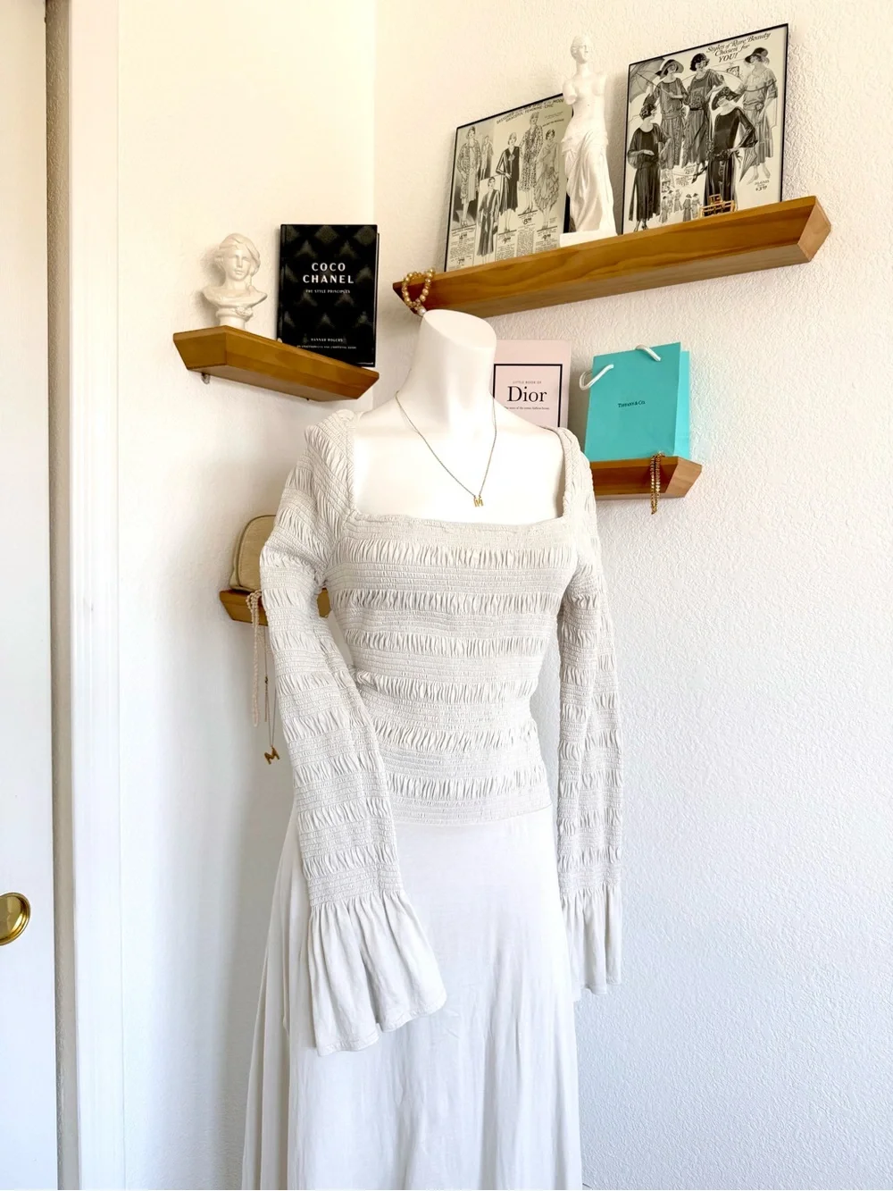 Free People Cream Gray Midi Dress SIZE M